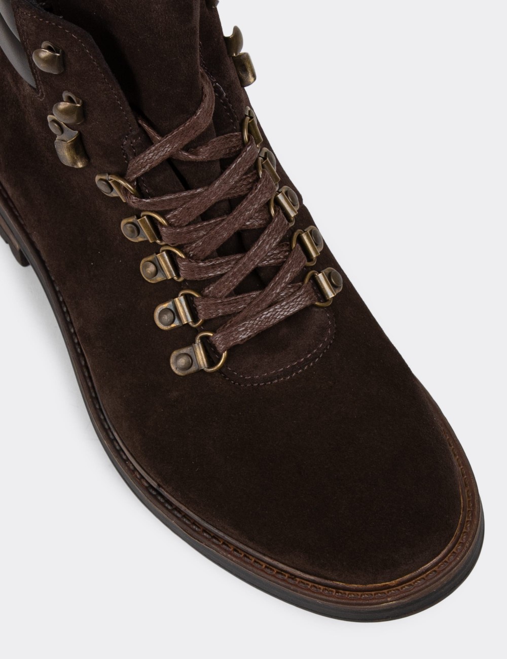 Brown Suede Leather Boots - 01923MKHVC01