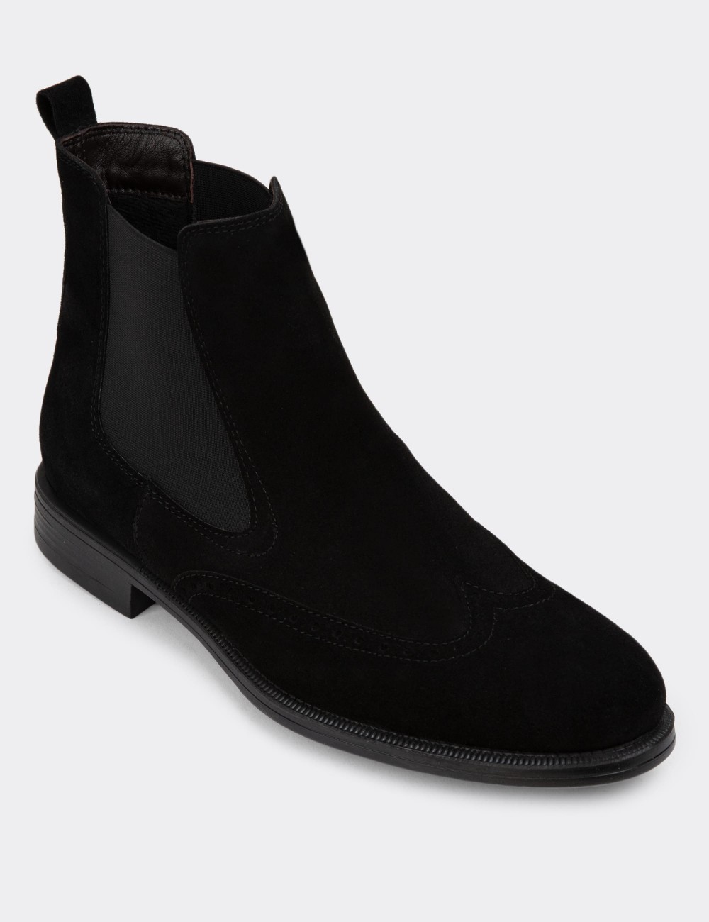 Black Suede Leather Chelsea Boots - 01920MSYHC01