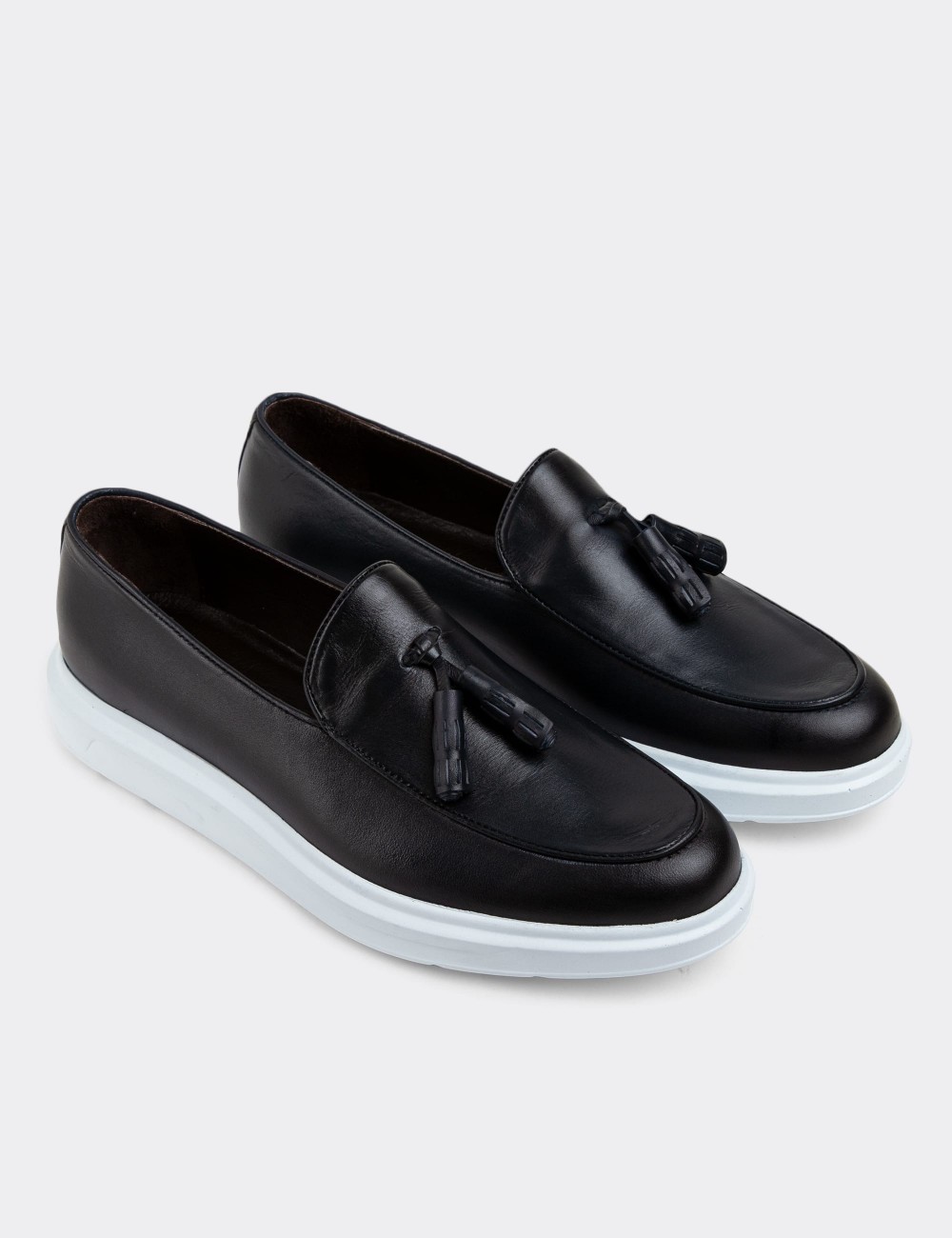Navy Leather Loafers - 01840MLCVP01