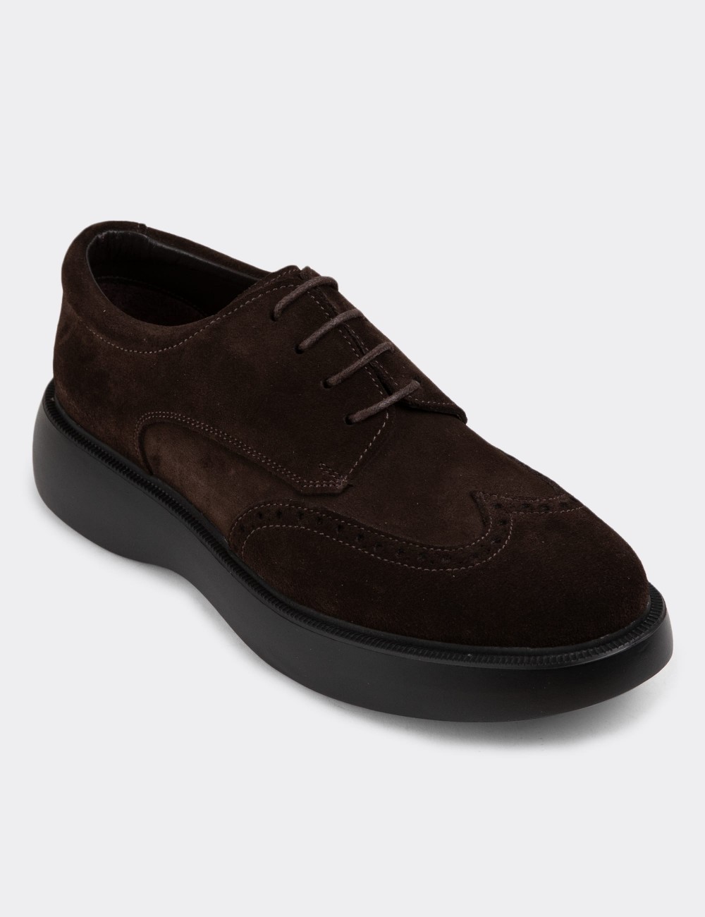 Brown Suede Leather Lace-up Shoes - 01942MKHVE02