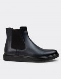 Navy Leather Chelsea Boots