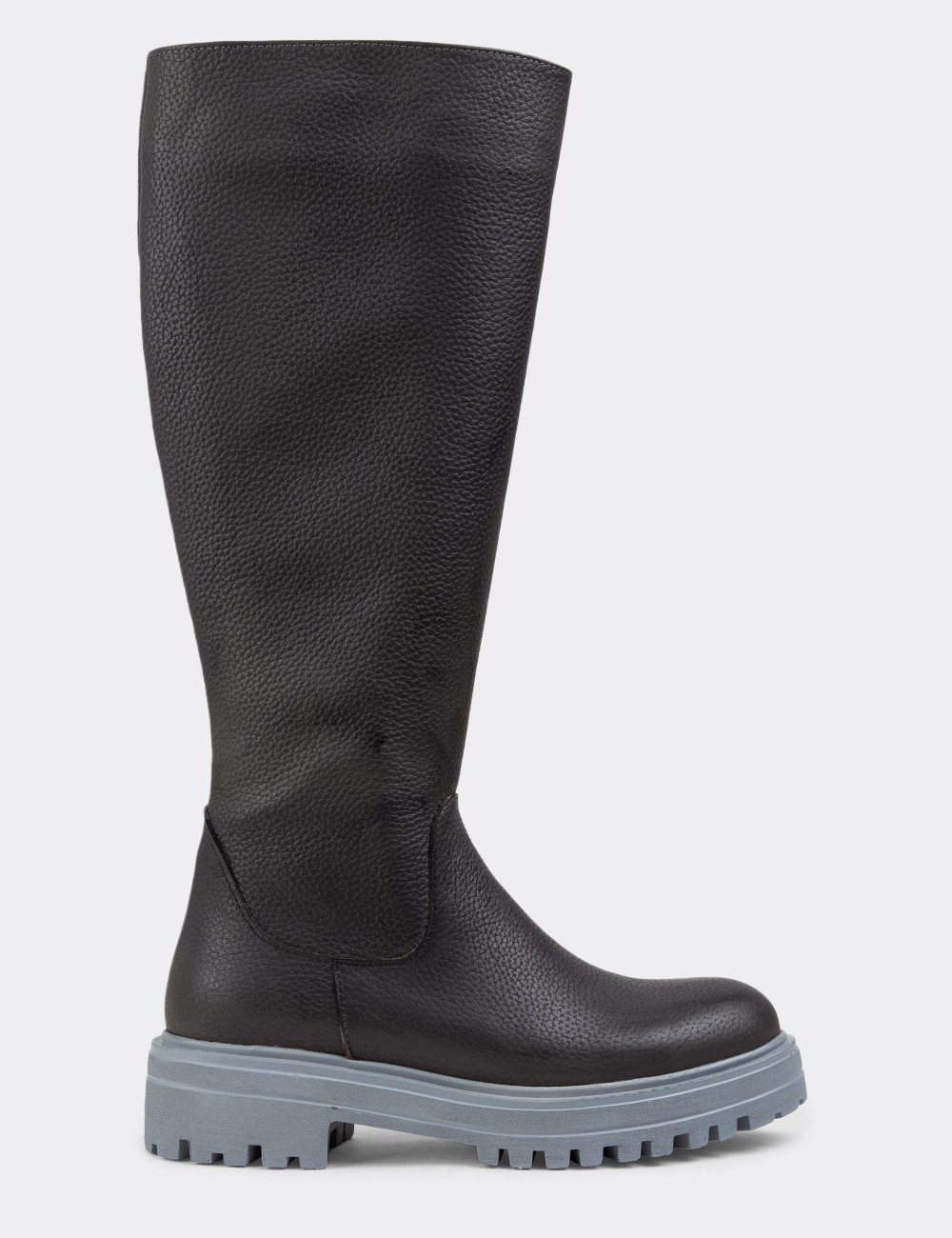 Gray Leather Boots - 01807ZGRIE01