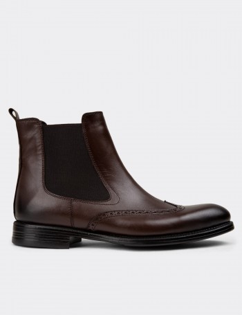 Brown Leather Chelsea Boots - 01920MKHVC01