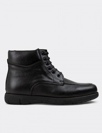 Black Leather Boots - 01929MSYHC01
