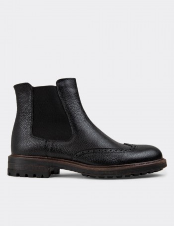 Black Leather Chelsea Boots - 01622MSYHC13