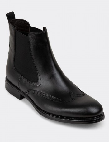 Black Leather Chelsea Boots - 01920MSYHC02