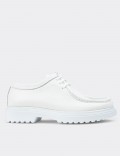 White Leather Lace-up Shoes