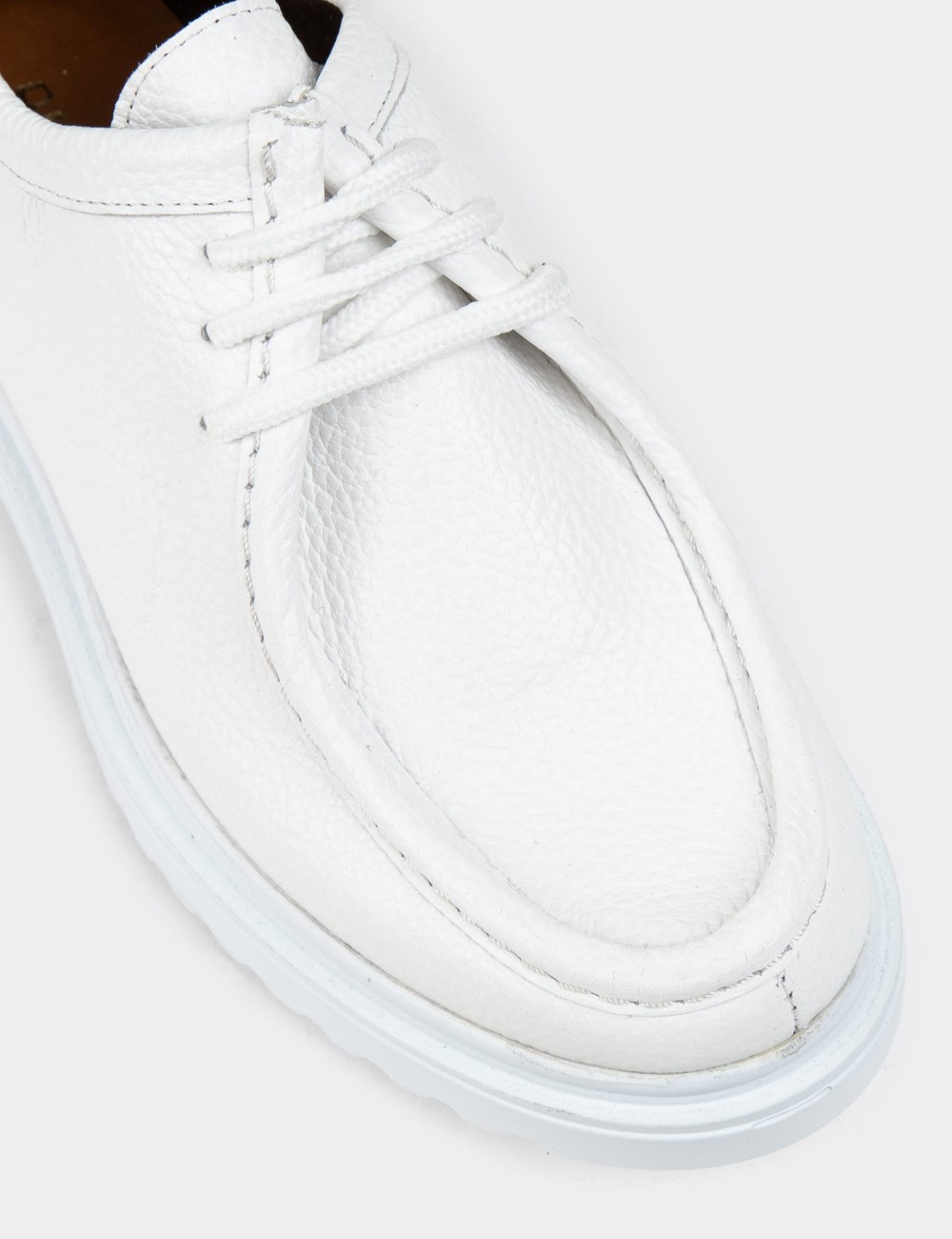 White Leather Lace-up Shoes - 01935ZBYZC01