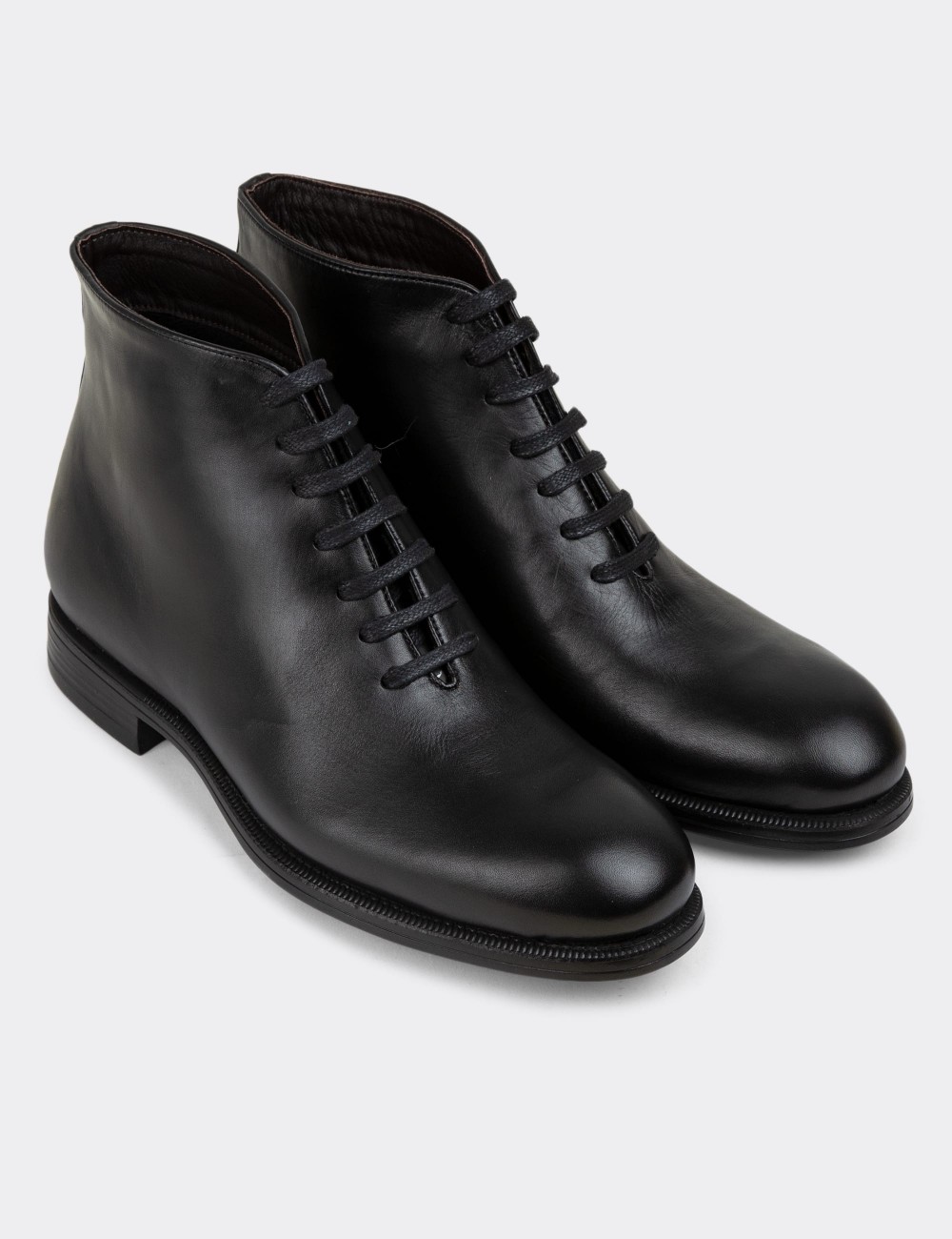 Black Leather Boots - 01918MSYHC01