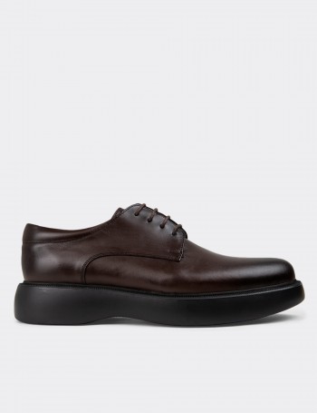 Brown Leather Lace-up Shoes - 01934MKHVE02