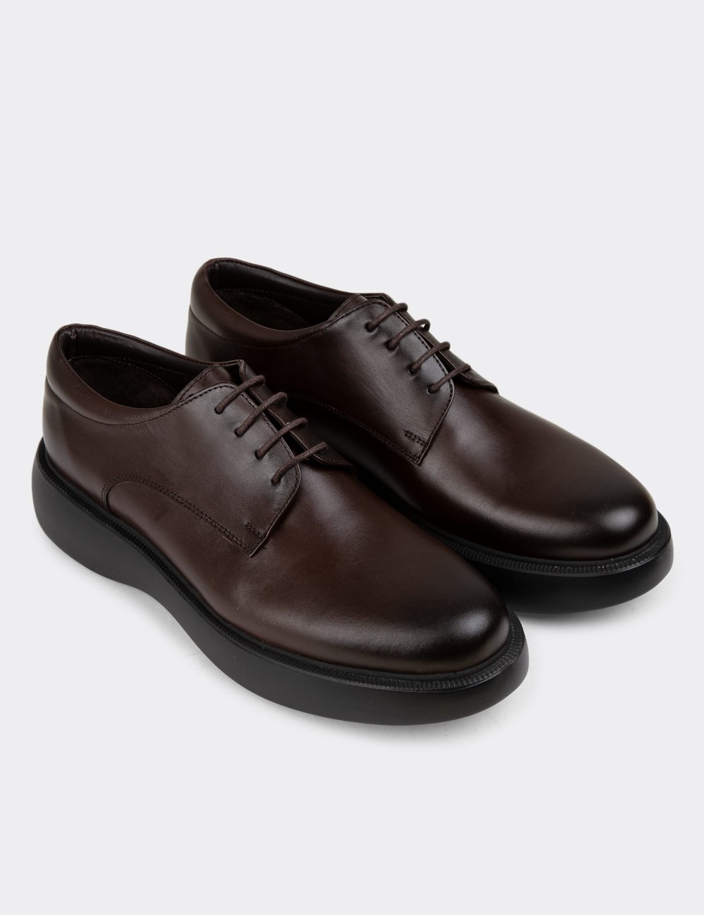 Brown Leather Lace-up Shoes - 01934MKHVE02