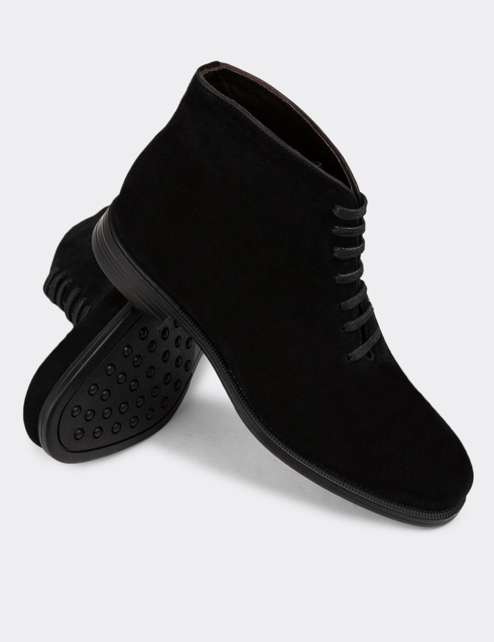 Black Suede Leather Boots - 01918MSYHC02