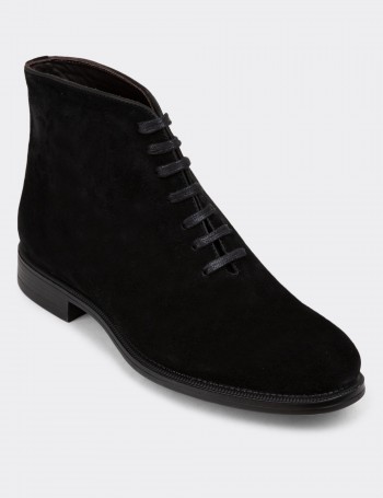 Black Suede Leather Boots - 01918MSYHC02