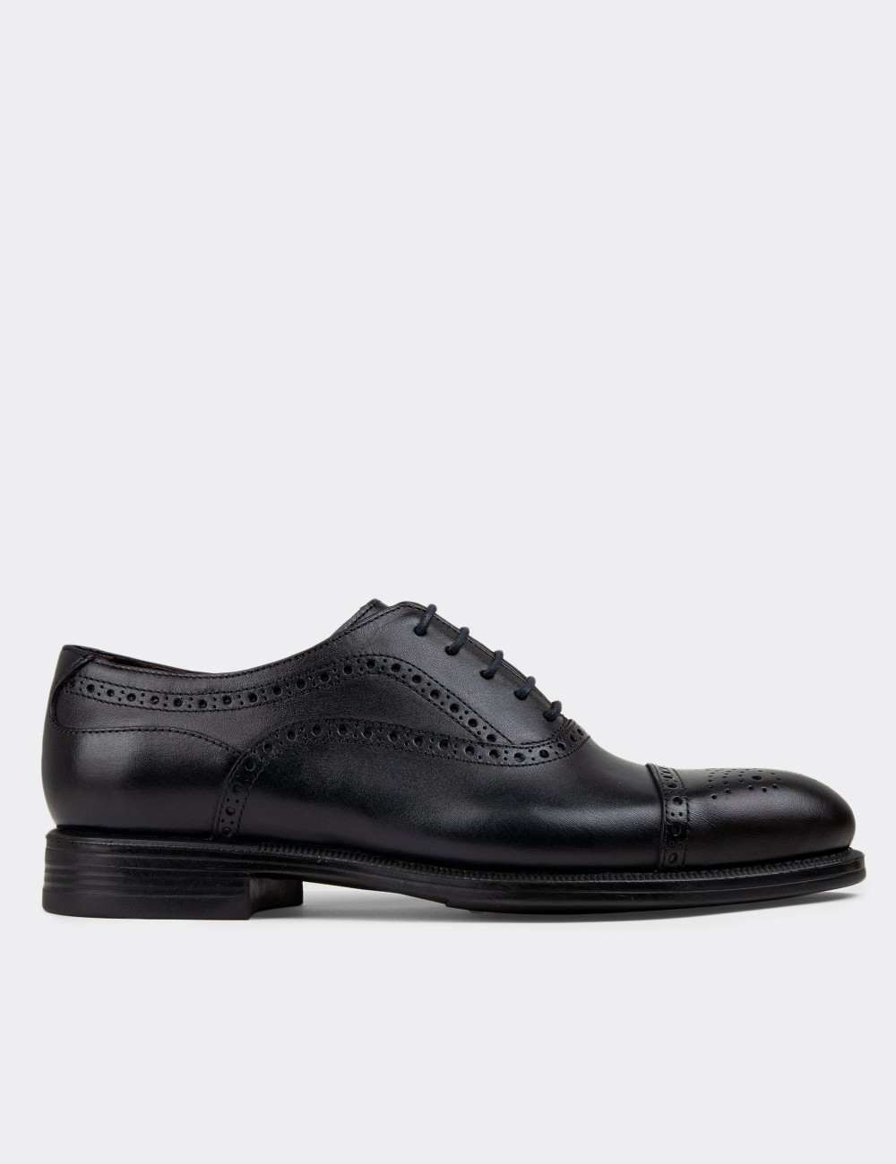 Navy Leather Classic Shoes - 01813MLCVC01