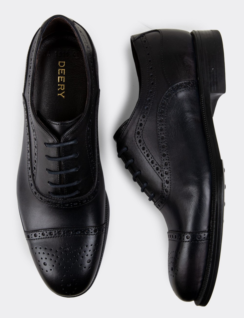 Navy Leather Classic Shoes - 01813MLCVC01