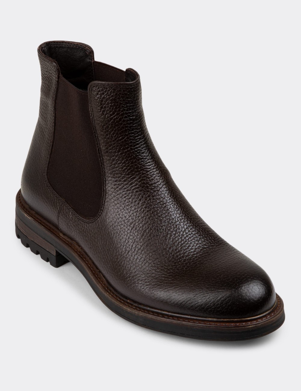 Brown Leather Chelsea Boots - 01620MKHVC32