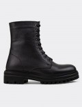Black Leather Postal Boots