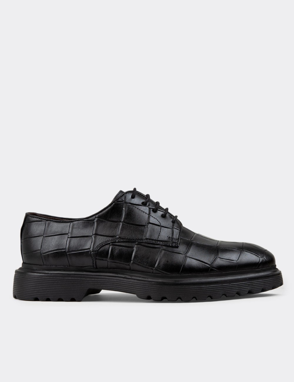 Black Leather Lace-up Shoes - 01854MSYHE03