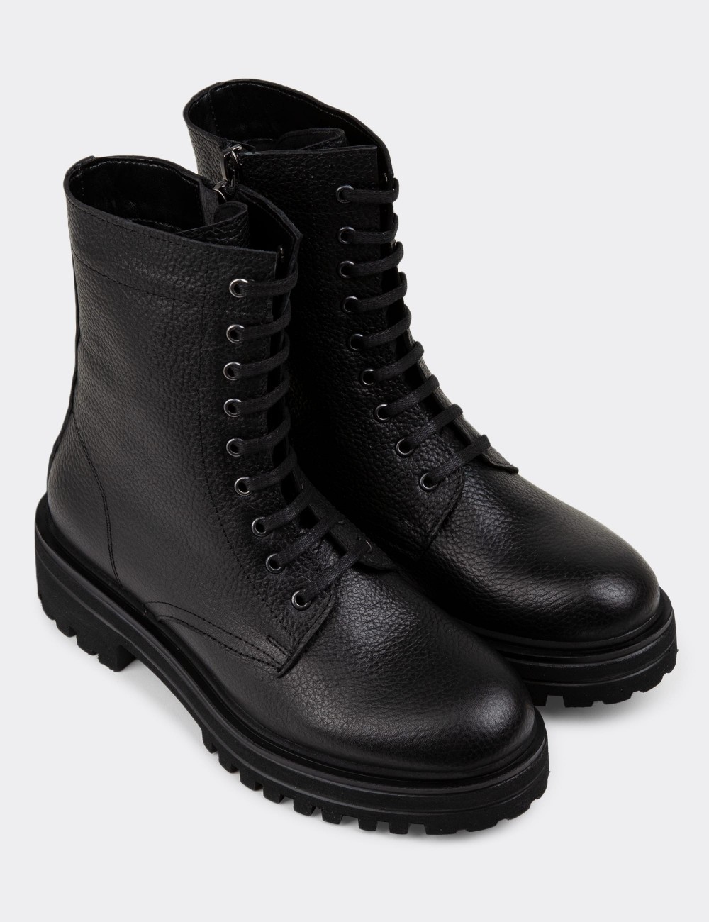 Black Leather Postal Boots - 01814ZSYHE22