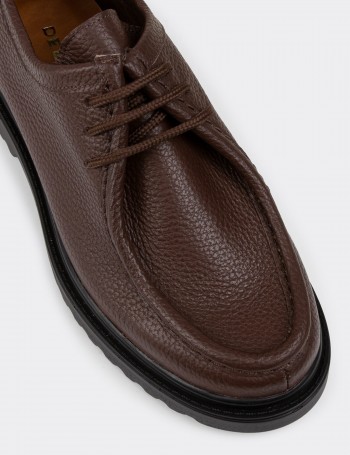 Brown Leather Lace-up Shoes - 01935ZKHVC01