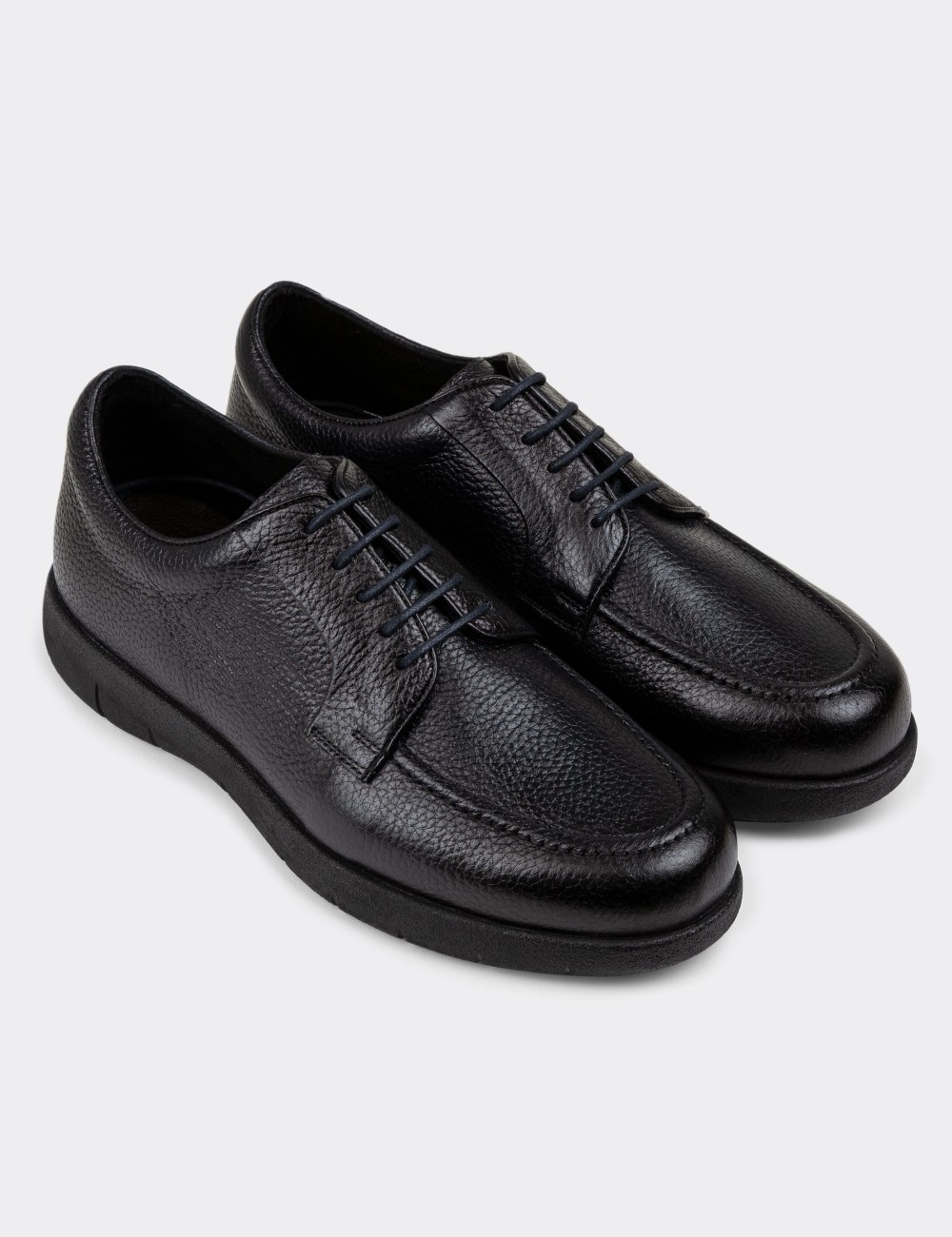 Navy Leather Lace-up Shoes - 01930MLCVC01