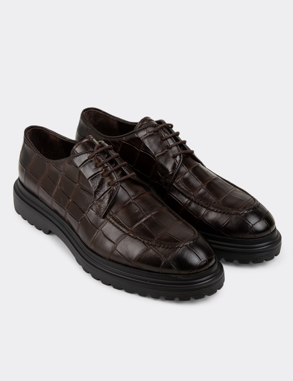 Brown Leather Lace-up Shoes - 01931MKHVE01
