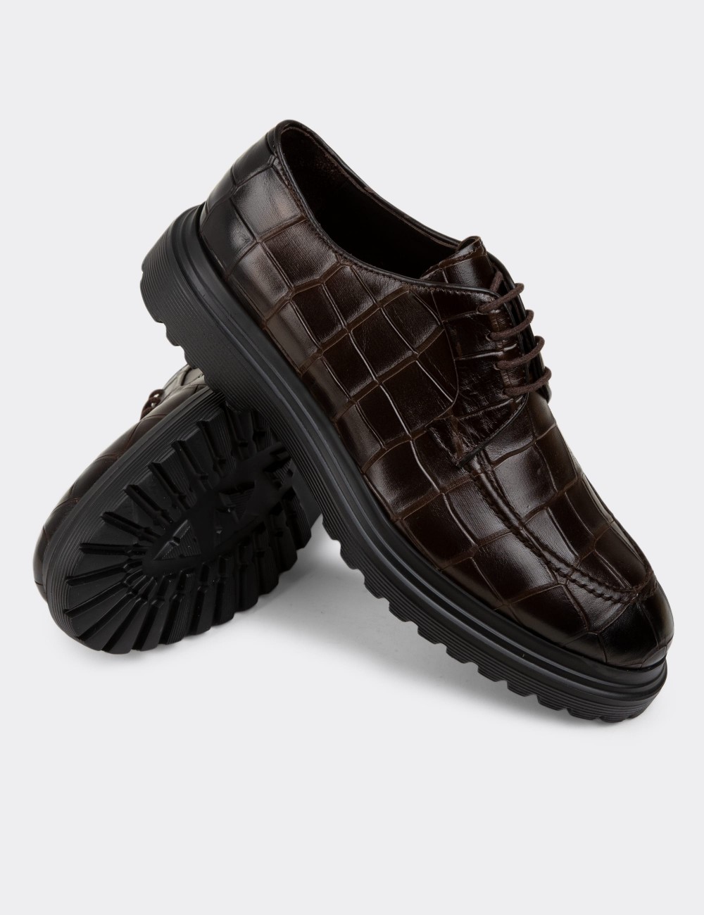 Brown Leather Lace-up Shoes - 01931MKHVE01