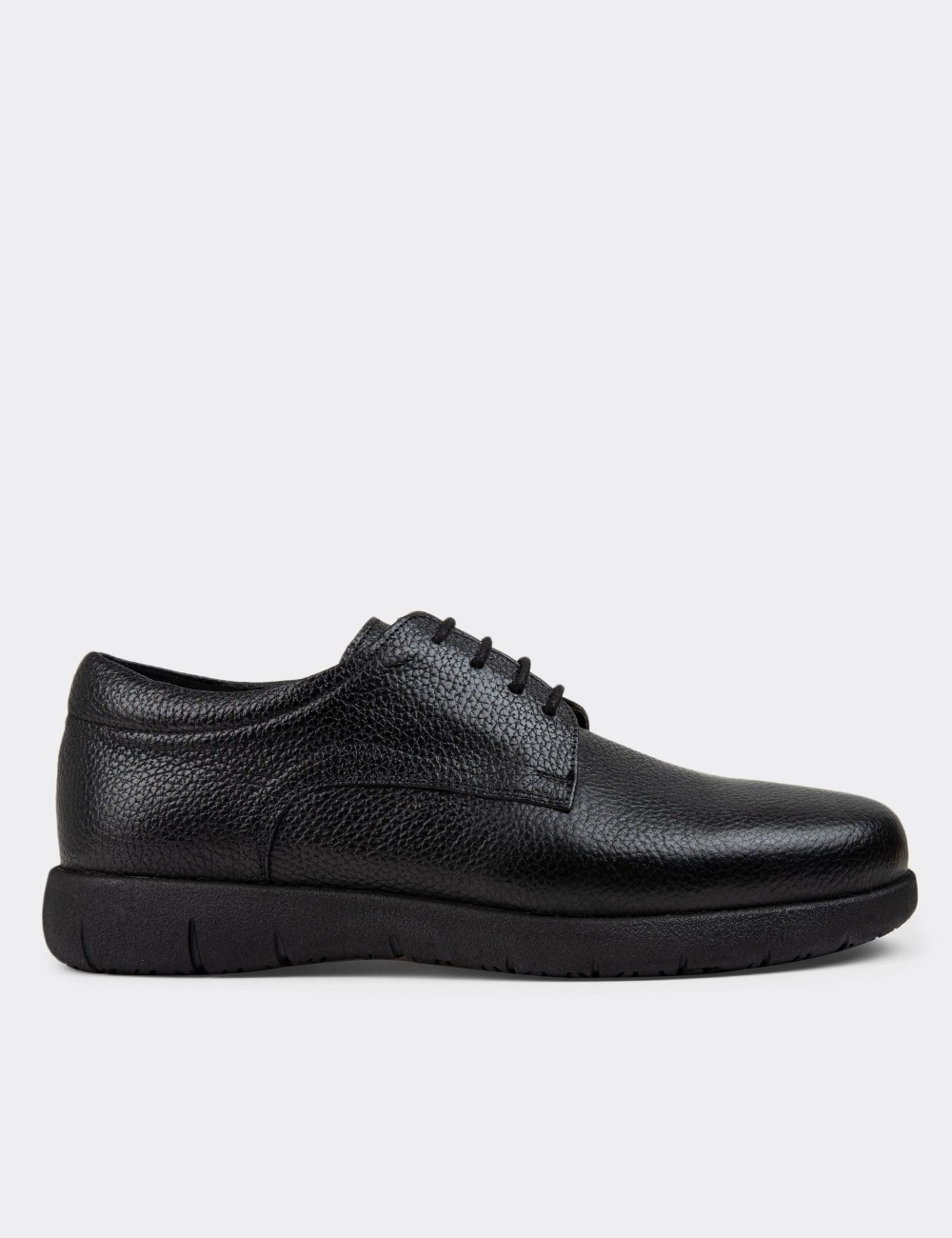 Black Leather Lace-up Shoes - 01934MSYHC03