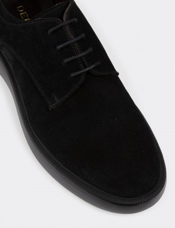 Black Suede Leather Lace-up Shoes