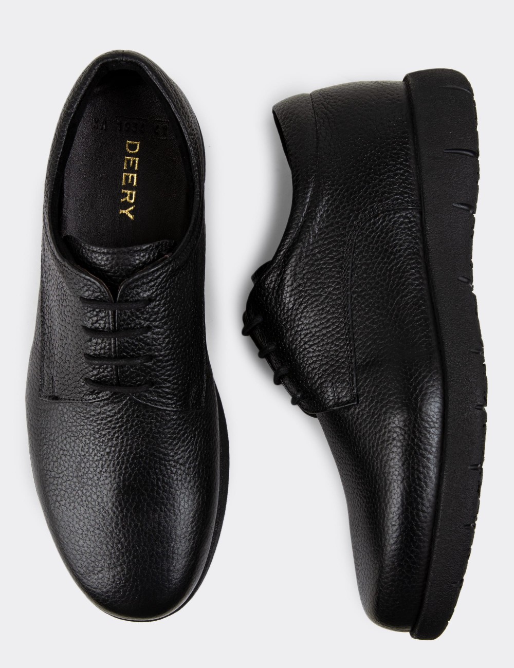 Black Leather Lace-up Shoes - 01934MSYHC03