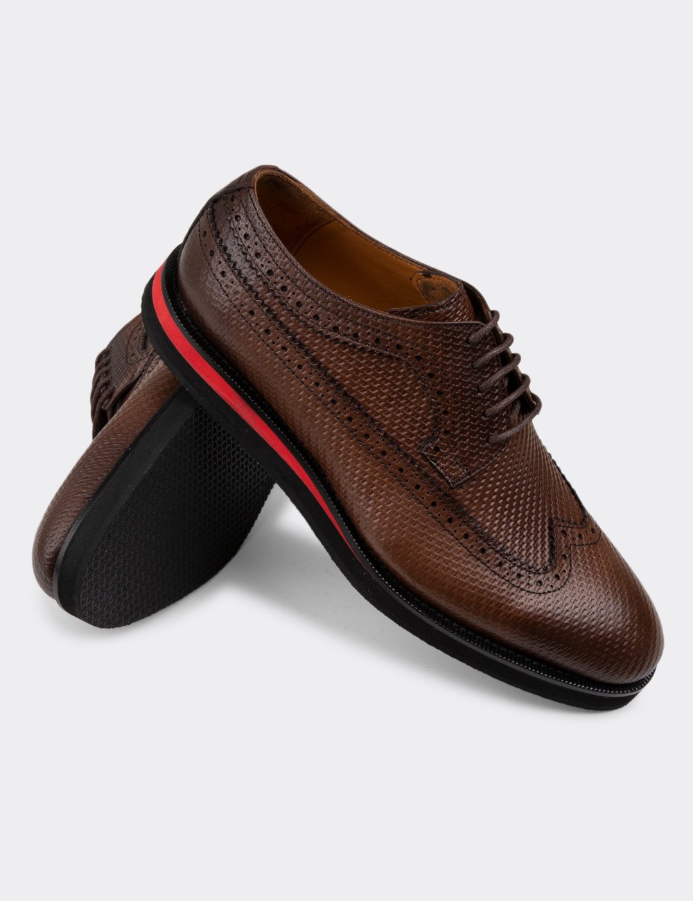 Brown Leather Lace-up Shoes - 01293MKHVE32