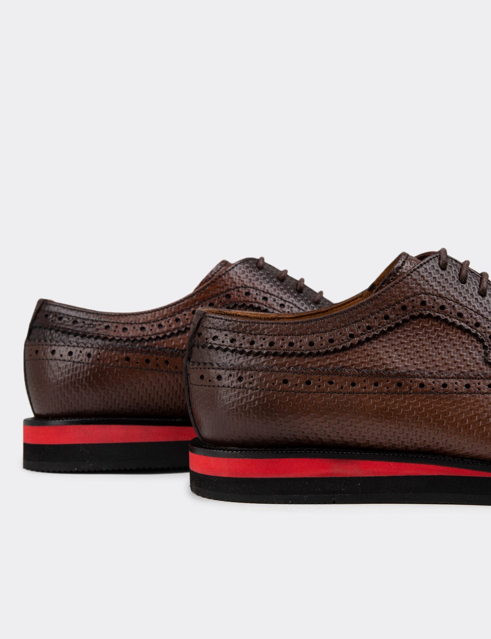 Brown Leather Lace-up Shoes - 01293MKHVE32