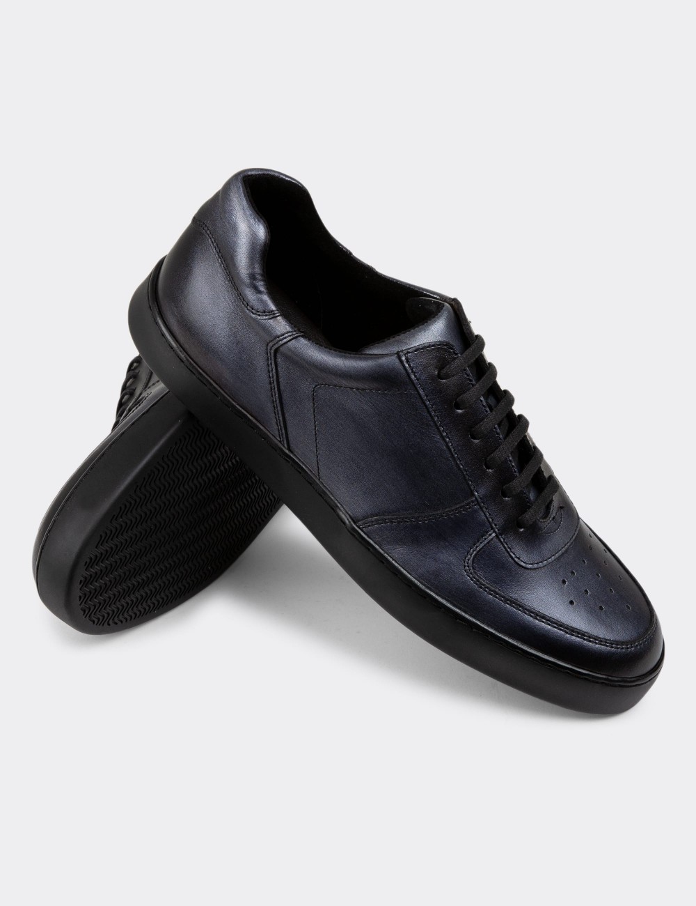 Anthracite Leather Sneakers - 01880MANTC01