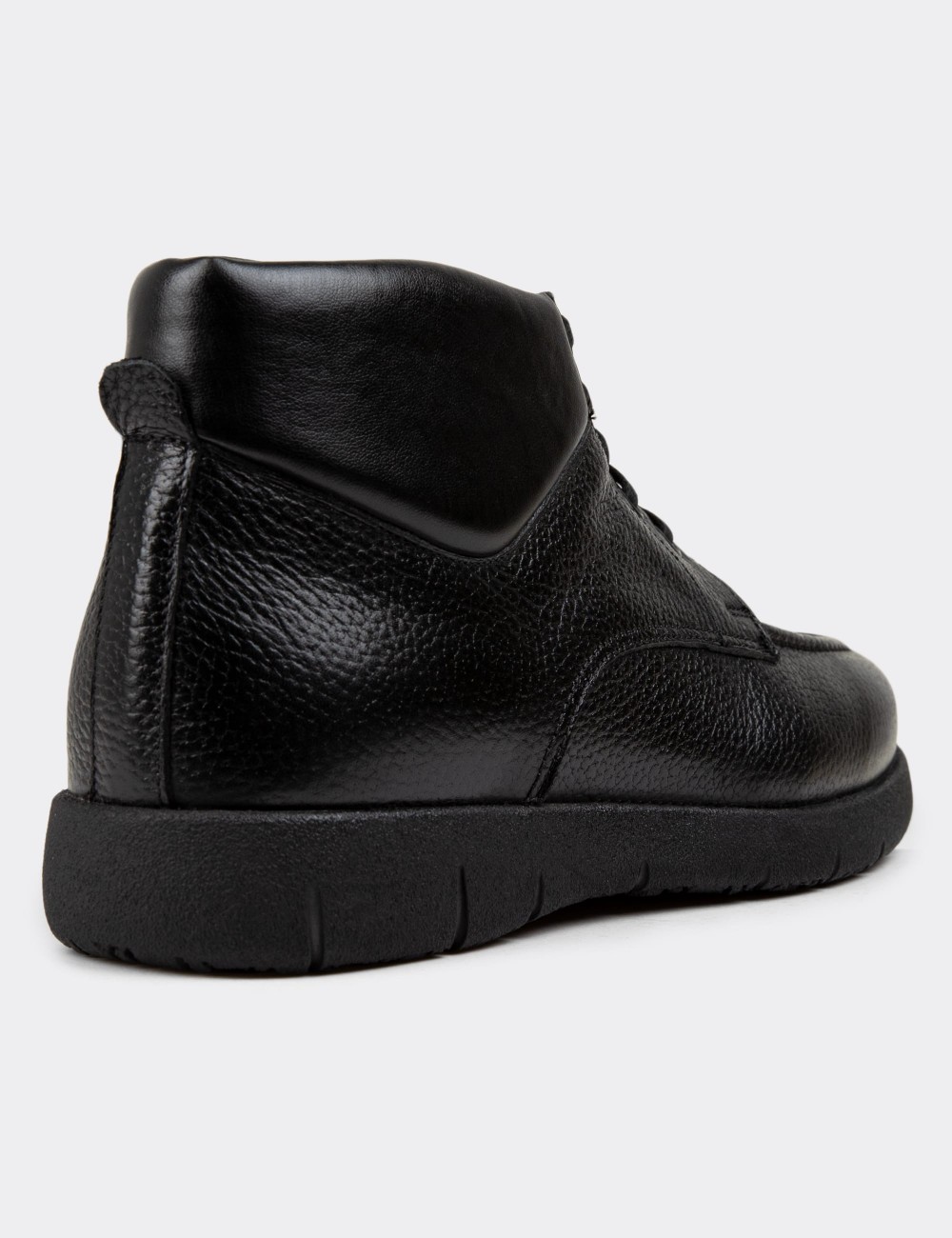Black Leather Boots - 01928MSYHC01