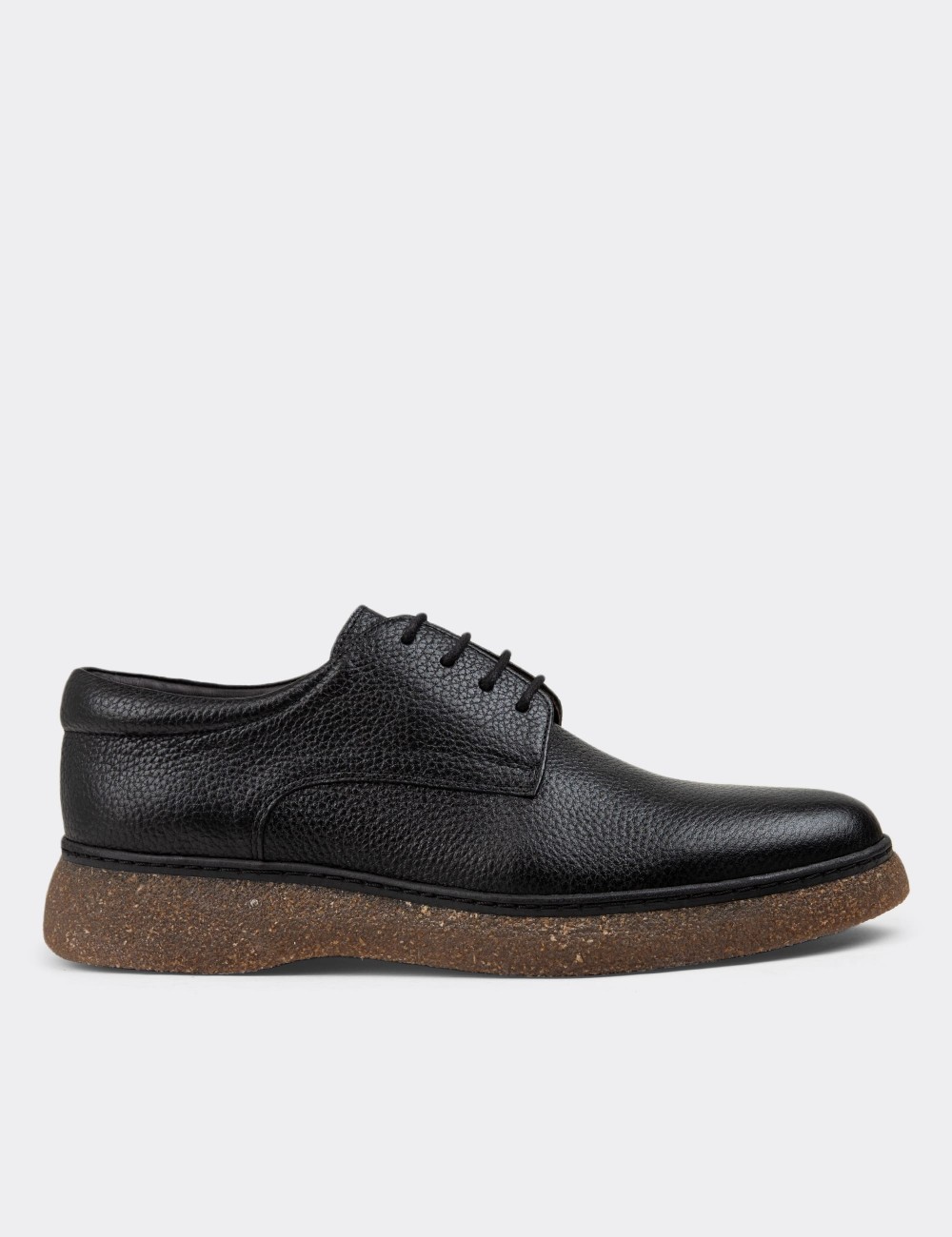Black Leather Lace-up Shoes - 01934MSYHC02