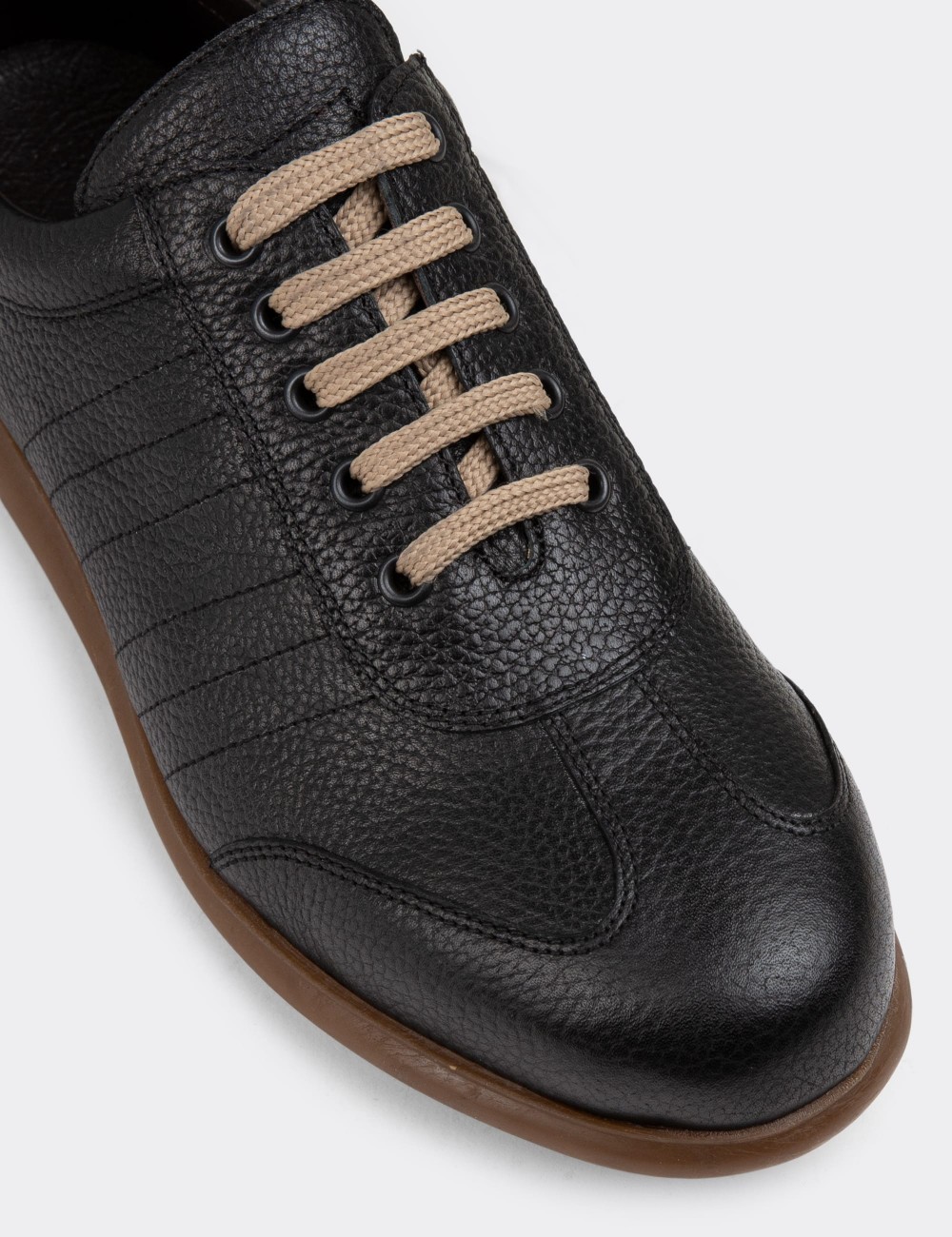 Black Leather Lace-up Shoes - 01826MSYHC07