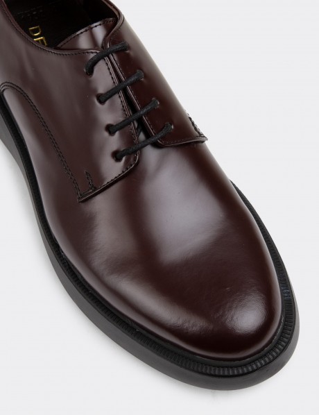 Burgundy Leather Lace-up Shoes