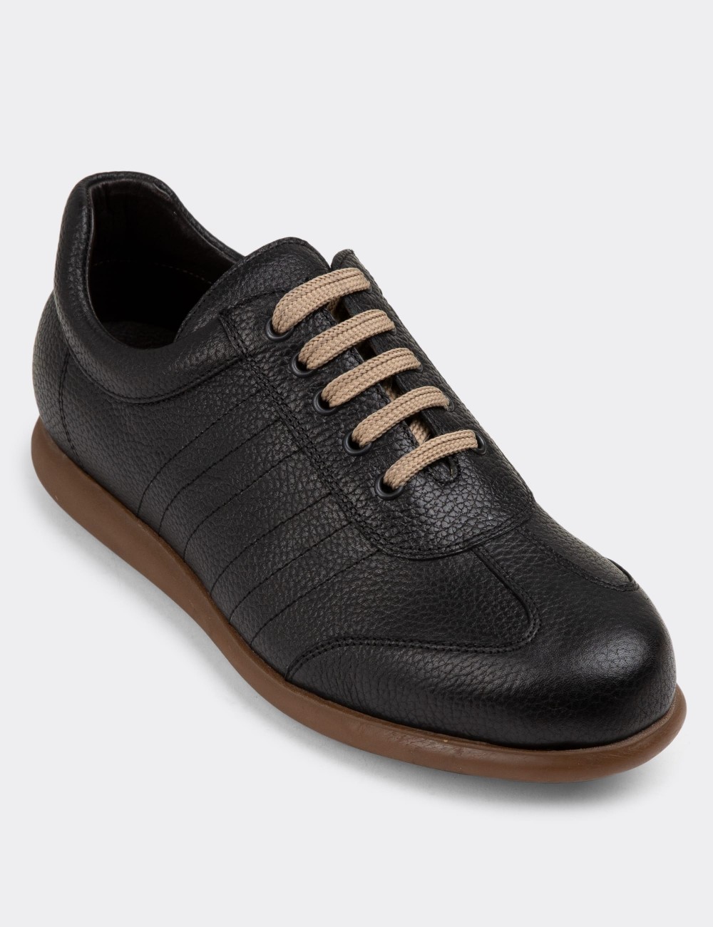 Black Leather Lace-up Shoes - 01826MSYHC07