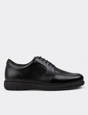 Black Leather Lace-up Shoes - 01930MSYHC03