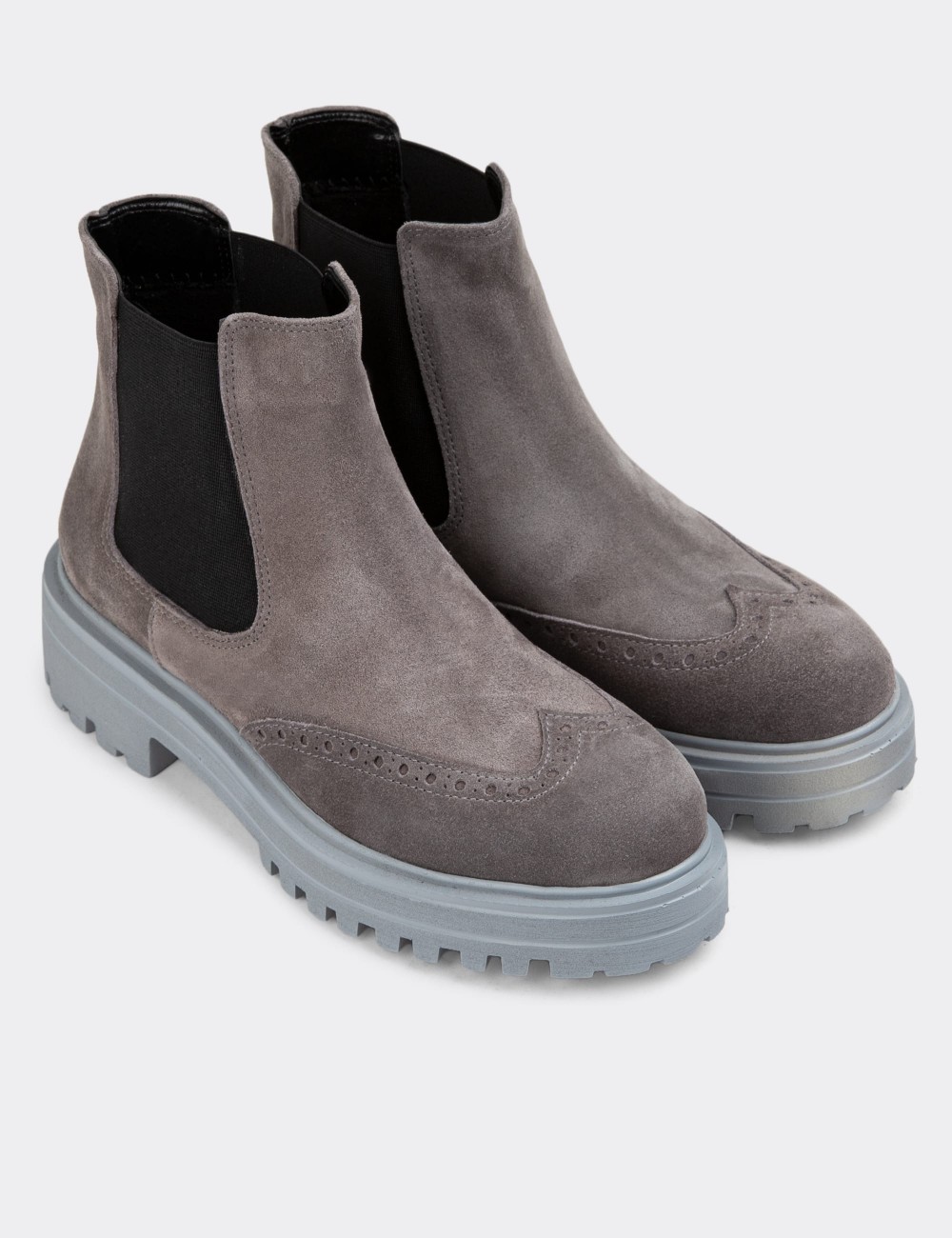Gray Suede Leather Chelsea Boots - 01800ZGRIE02