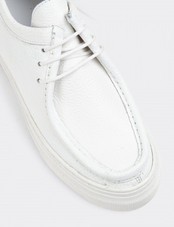 White Leather Lace-up Shoes - Z1682ZBYZC01