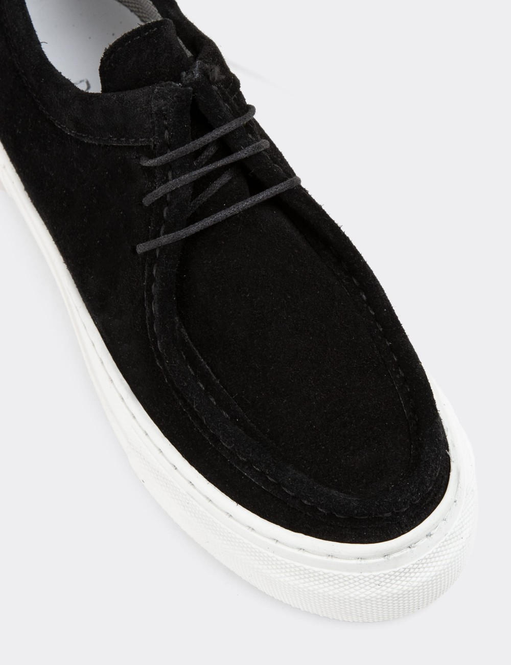 Black Suede Leather Lace-up Shoes - Z1682ZSYHC01