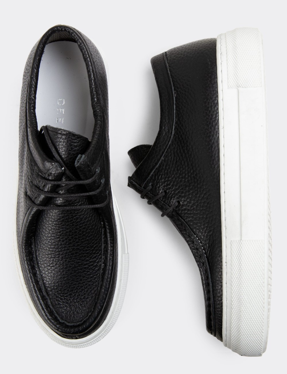 Black Leather Lace-up Shoes - Z1682ZSYHC02