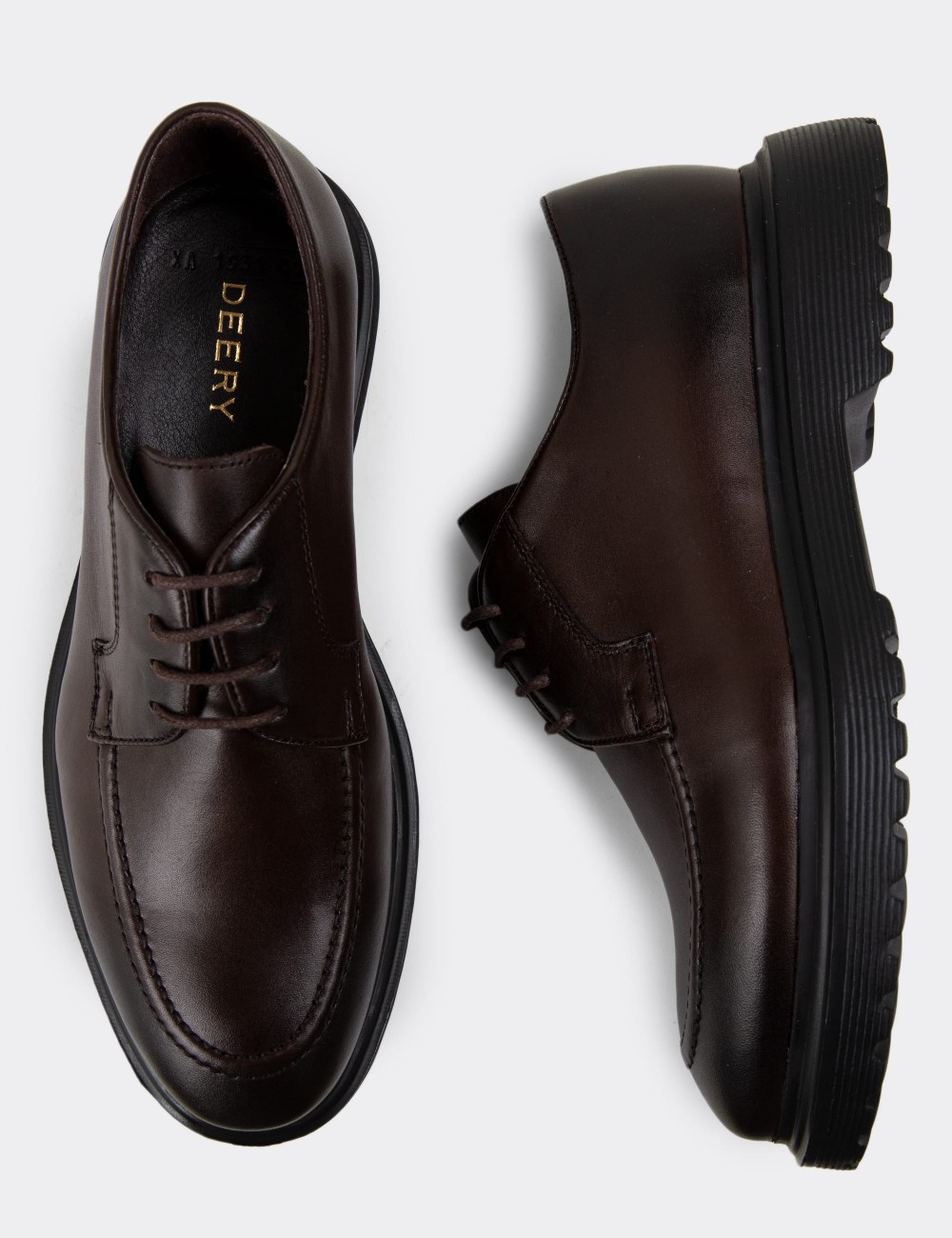 Brown Leather Lace-up Shoes - 01931MKHVE02
