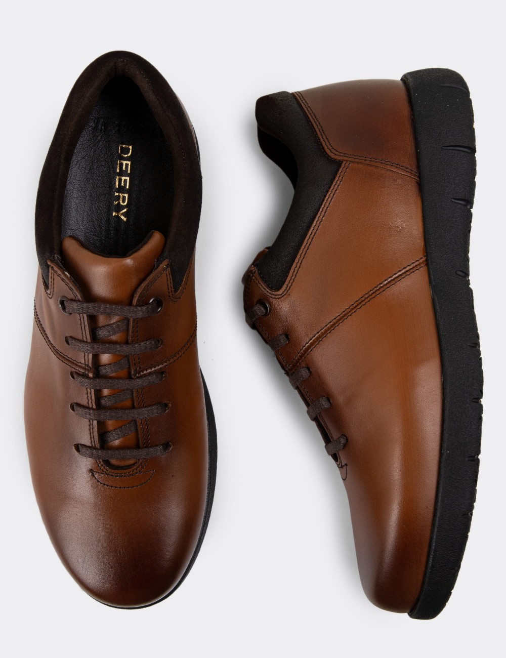 Tan Leather Lace-up Shoes - 01949MTBAC01