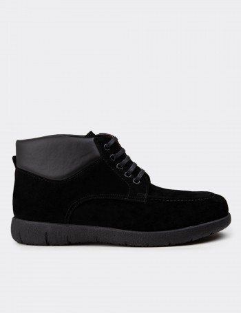 Black Suede Leather Boots - 01928MSYHC02