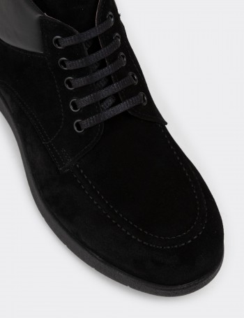 Black Suede Leather Boots - 01928MSYHC02