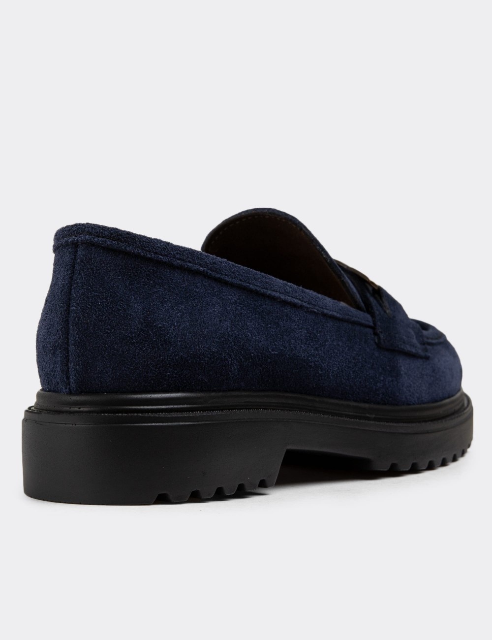 Navy Suede Leather Loafers - 01902ZLCVP01