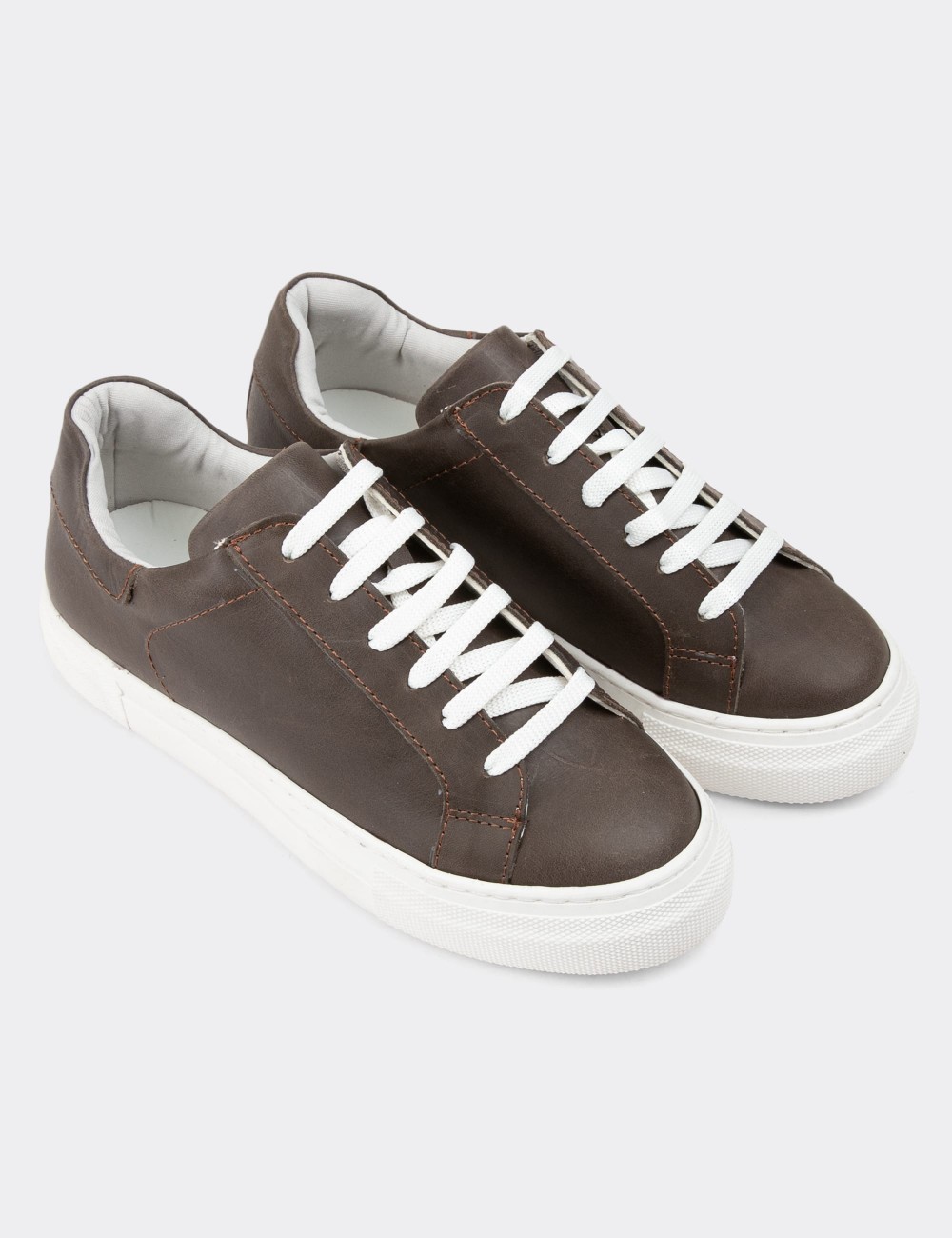 Brown Leather Sneakers - Z1681ZKHVC34