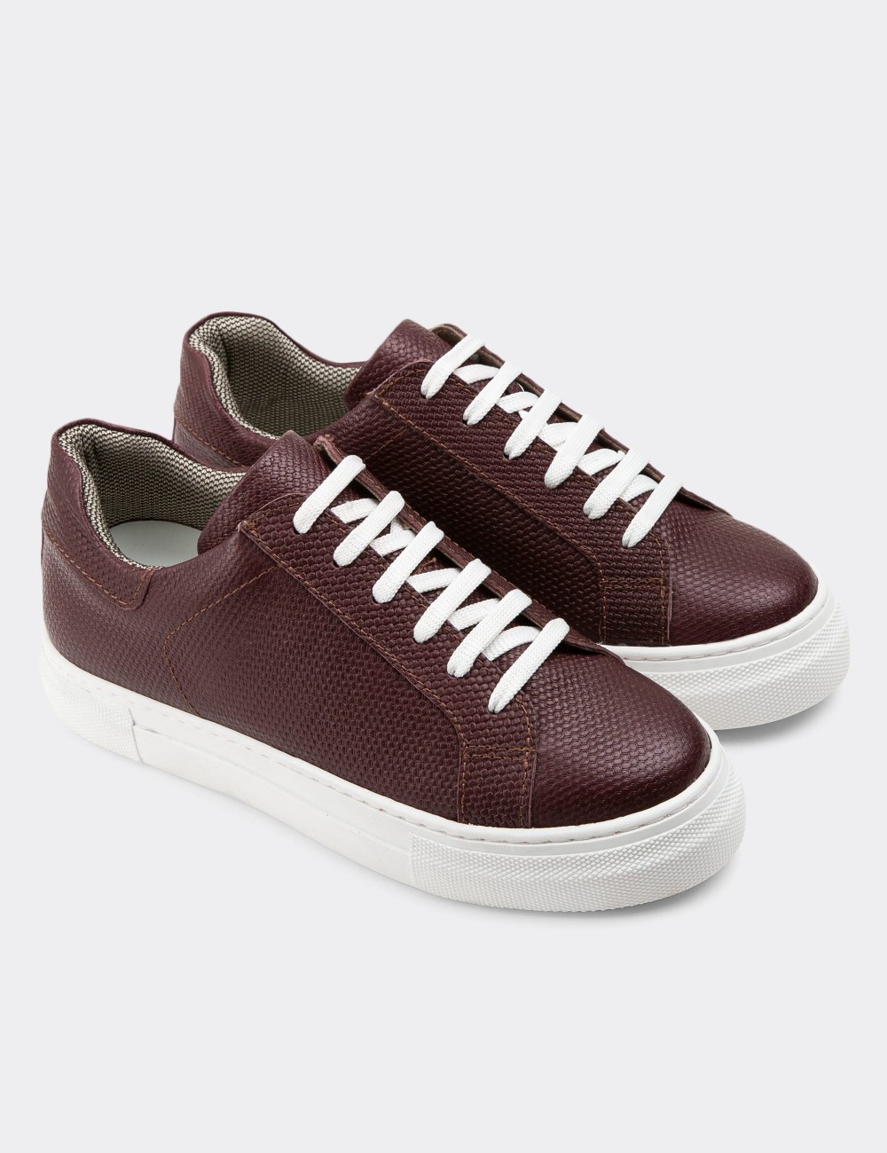 Burgundy Leather Sneakers - Z1681ZBRDC17